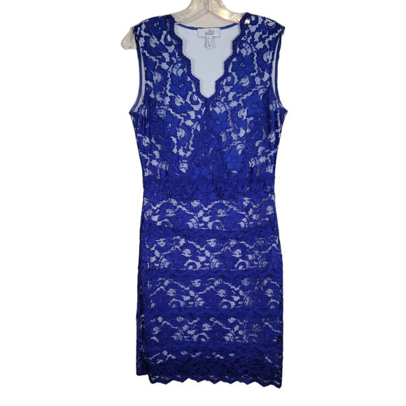 Badgley Mischka Dresses & Skirts - Belle Badgley Mischka Women's Lace Bodycon Dress V Neck Royal Blue Size 8